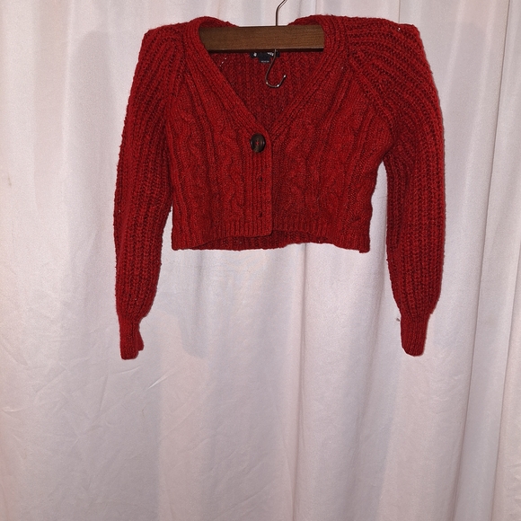 Art Class Red V-Neck Cable Knit Sweater - Picture 1 of 16